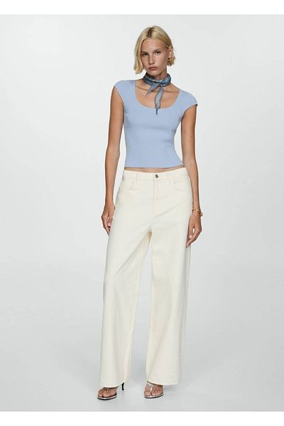 MANGO Woman Pulover din tricot cu nervuri