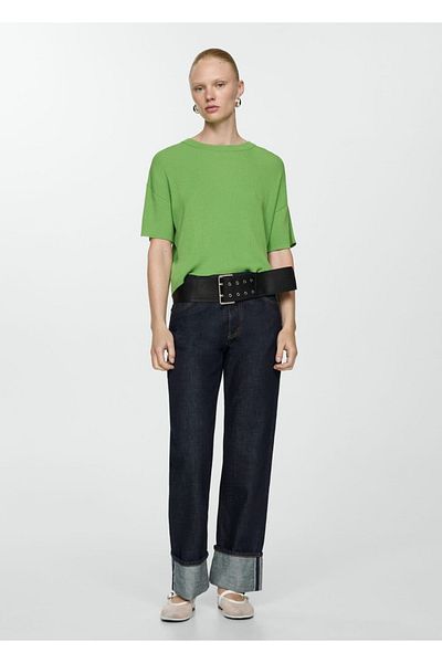 MANGO Woman Tricou tricotat cu nervuri