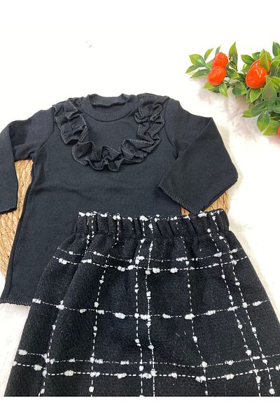 ESES BEBE Baby Black Scrambles Skirt-Bluz Set Set