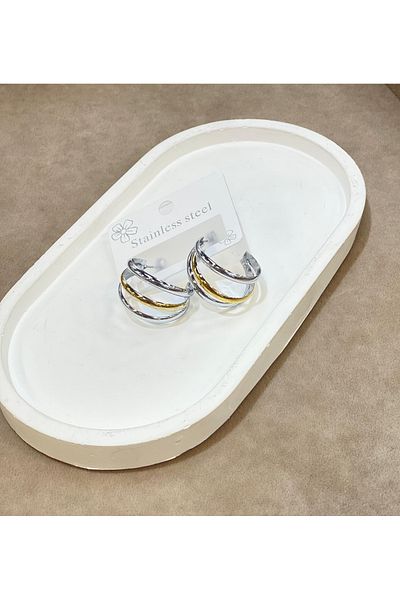 ilvesa shop Steel Double Color New Fashion Hoop Earrings