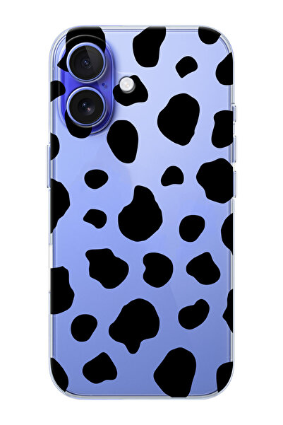 shoptocase iPhone 16 PLUS Uyumlu Dalmaçya Desenli Şeffaf Silikon Telefon Kılıfı