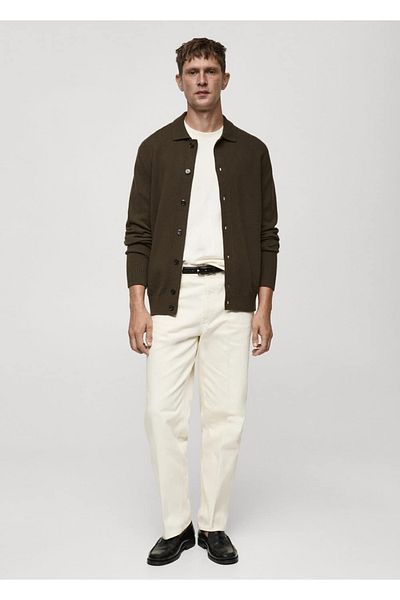 MANGO Man Strickjacke aus gerippter Wolle