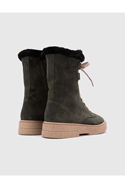 İLVİ Bafut Hakiki Süet Deri Kadın Yeşil Bot