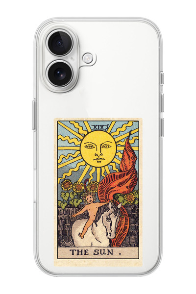 shoptocase iPhone 16  Uyumlu The Sun Desenli Şeffaf Silikon Telefon Kılıfı