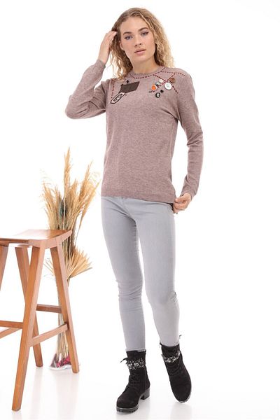 FTZ WOMEN Tricotaj de damă cu nasturi Bej 21-1100