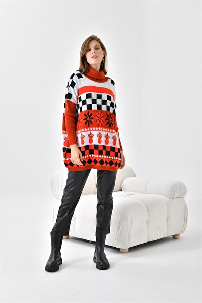 FTZ WOMEN Women's Mixed Pattern Knitwear Sweater Tile 20432