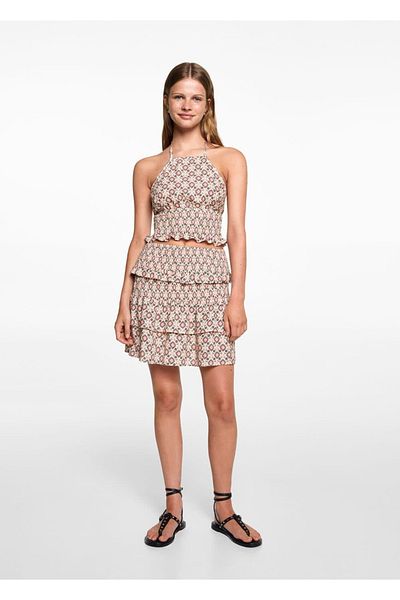 Mango Teen Μπλούζα crop με στάμπα με λαιμόκοψη