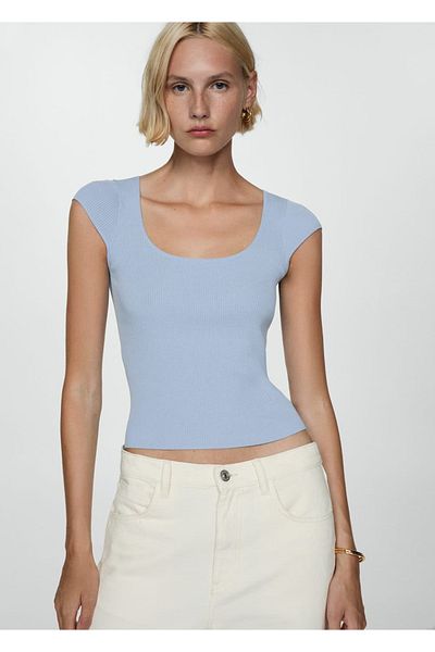 MANGO Woman Pulover din tricot cu nervuri