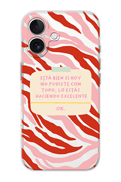 shoptocase iPhone 16  Uyumlu Esta Bien Si Desenli Şeffaf Silikon Telefon Kılıfı