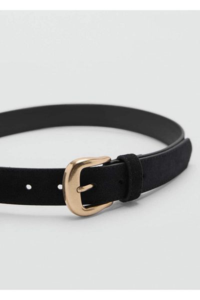 MANGO Woman Leather Belt with Buckle