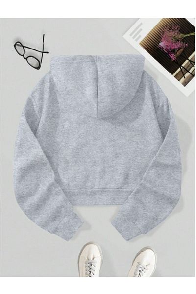 MOONBULL Fleece Hooded Crop Women's Sweatshirt