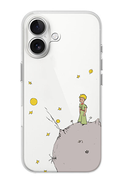 shoptocase iPhone 16  Uyumlu Küçük Prens Moon Desenli Şeffaf Silikon Telefon ...
