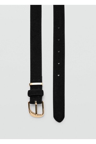 MANGO Woman Leather Belt with Buckle