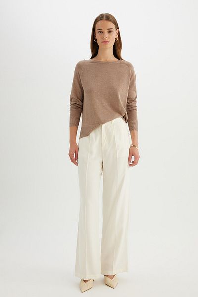 DeFacto Regular Fit Crew Neck Silvery Basic Plain Knitwear Sweater C6818Ax24Wn