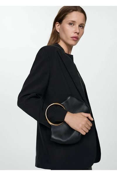 MANGO Woman Straight Cut Cupro Blazer Jacket