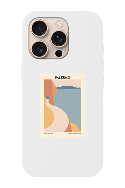 shoptocase iPhone 16 PRO Uyumlu Palermo Desenli İçi Süet Silikon Telefon Kılıfı