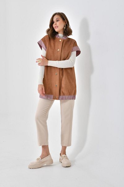 FTZ WOMEN Дамски елек от кашмир в цвят камила - 30635