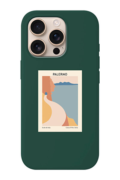 shoptocase iPhone 16 PRO Uyumlu Palermo Desenli İçi Süet Silikon Telefon Kılıfı