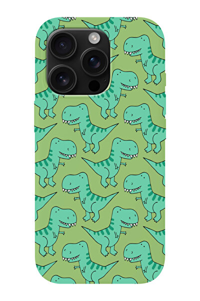 shoptocase iPhone 16 PRO MAX Uyumlu Dinozor Desenli İçi Süet Silikon Telefon ...