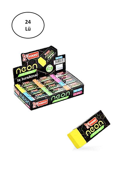 Mikro 2B-24N Neon Soft Eraser 24 Pack