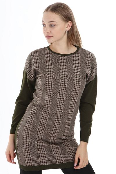 FTZ WOMEN Women's Patterned Tunic Khaki 21-1236