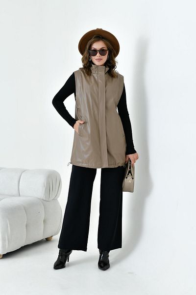 FTZ WOMEN Women's Leather Vest Beige 30926