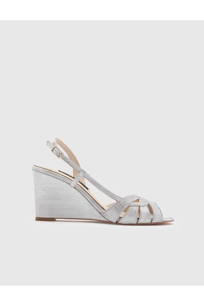 İLVİ Dámské sandály na podpatku z pravé kůže Suzume stříbrné barvy
