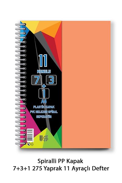 Mestore Spiral PP Cover 7+3+1 275 Sheets 11 Bookmarks Notebook