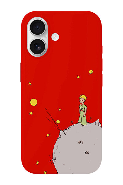 shoptocase iPhone 16 Uyumlu Küçük Prens Moon Desenli İçi Süet Silikon Telefon...
