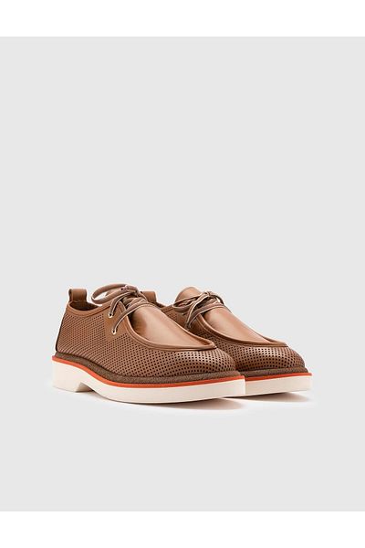 İLVİ Afsana Genuine Leather Women's Tan Oxford Shoes