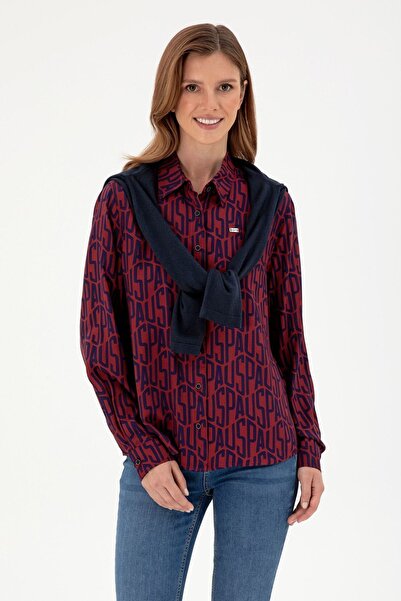 U.S. Polo Assn. Claret Red Long Sleeve Women's Shirt - Elifsu Butikhome