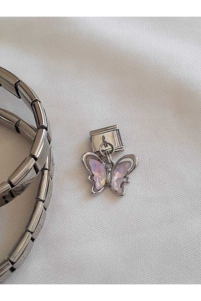 bijoux uniques Italian Steel Charm - Butterfly Pattern