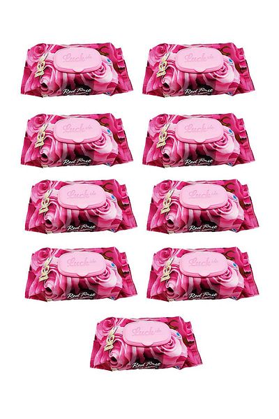 Ethab Ticaret 90 Pieces of Covered Wet Towels - 9 Pack of Rose Scented Red Rose