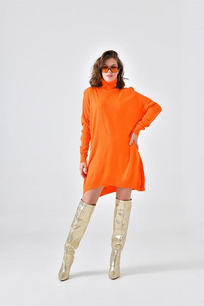 FTZ WOMEN Women's Plain Basic Tunic Orange 20489
