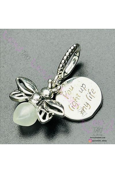Neon Takı by Atalay Steel Charm 11 for Glow-In-The-Dark Firefly Figure, Dangle, Pan Bracelet, Silver Color