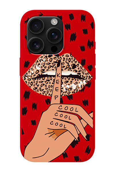 shoptocase iPhone 16 PRO MAX Uyumlu Keep Cool Desenli İçi Süet Silikon Telefo...