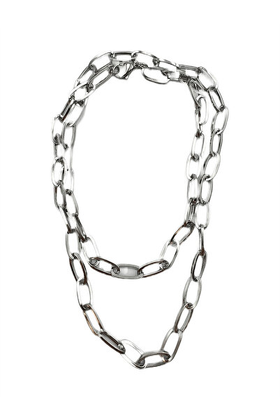 Defne Silver Chain Detailed Steel Trousers