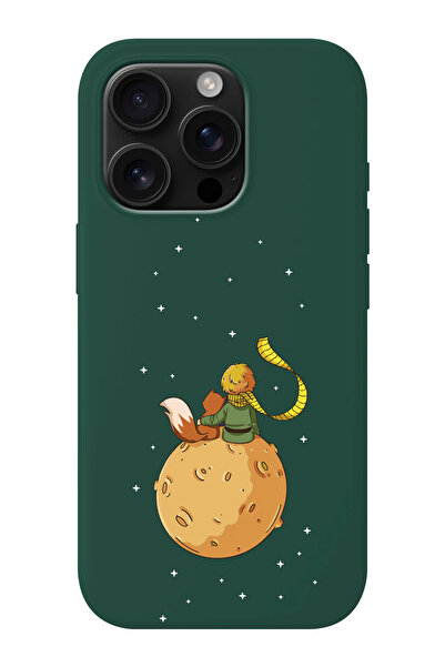 shoptocase iPhone 16 PRO MAX Uyumlu Küçük Prens ve Ay Desenli İçi Süet Siliko...