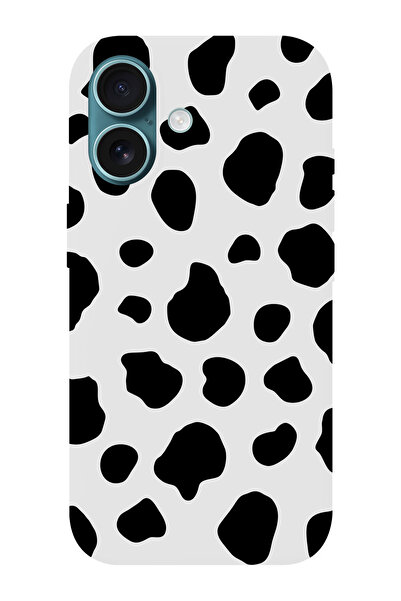 shoptocase iPhone 16 PLUS Uyumlu Dalmaçya Desenli İçi Süet Silikon Telefon Kı...