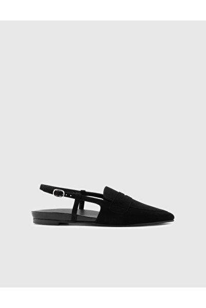 İLVİ Satine Genuine Suede Leather Women's Black Sandals