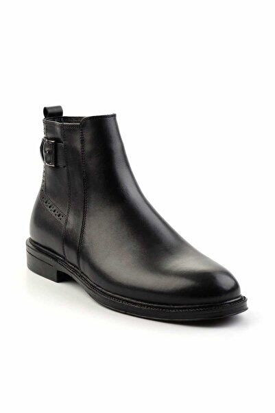 Bambi Siyah Antik Hakiki Deri Erkek Bot & Bootie E02035913341