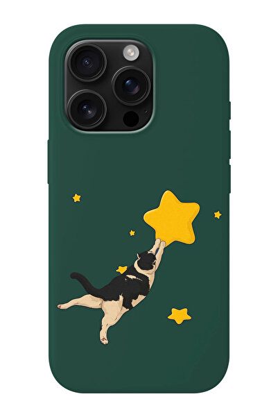 shoptocase iPhone 16 PRO MAX Uyumlu Kedi ve Yıldız Desenli İçi Süet Silikon T...