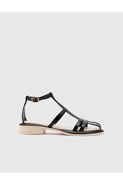 İLVİ Graz Hakiki Deri Kadın Siyah Sandalet