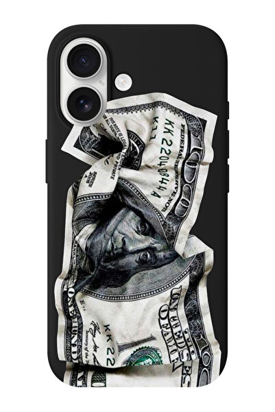 shoptocase iPhone 16 Uyumlu Dolar Desenli İçi Süet Silikon Telefon Kılıfı