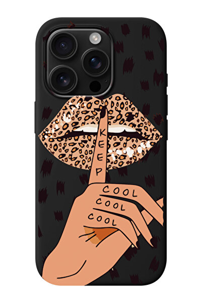 shoptocase iPhone 16 PRO MAX Uyumlu Keep Cool Desenli İçi Süet Silikon Telefo...