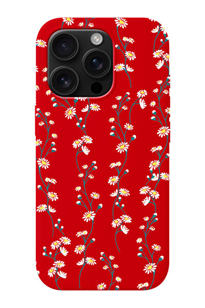 shoptocase iPhone 16 PRO MAX Uyumlu Papatya Sarmaşığı Desenli İçi Süet Siliko...