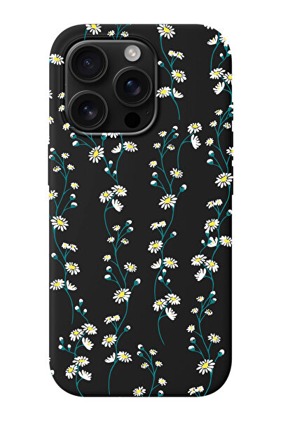 shoptocase iPhone 16 PRO MAX Uyumlu Papatya Sarmaşığı Desenli İçi Süet Siliko...