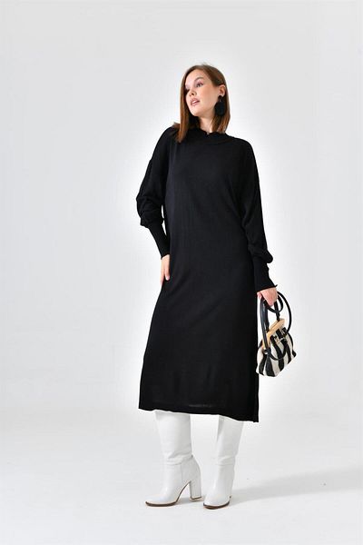FTZ WOMEN Women's Plain Basic Tunic Black 20678