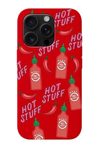shoptocase iPhone 16 PRO MAX Uyumlu Hot Stuff Desenli İçi Süet Silikon Telefo...