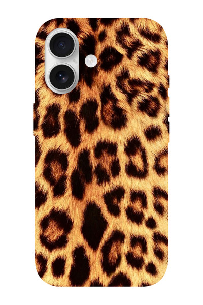 shoptocase iPhone 16 Uyumlu Leopar HD Desenli İçi Süet Silikon Telefon Kılıfı